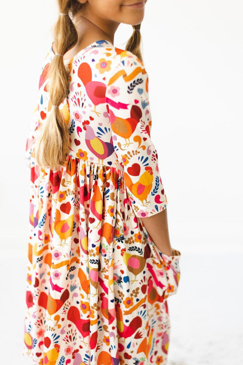 little-red-hen-3-4-sleeve-pocket-twirl-dress Mila &  Rose - Sophia's Style--3T--4